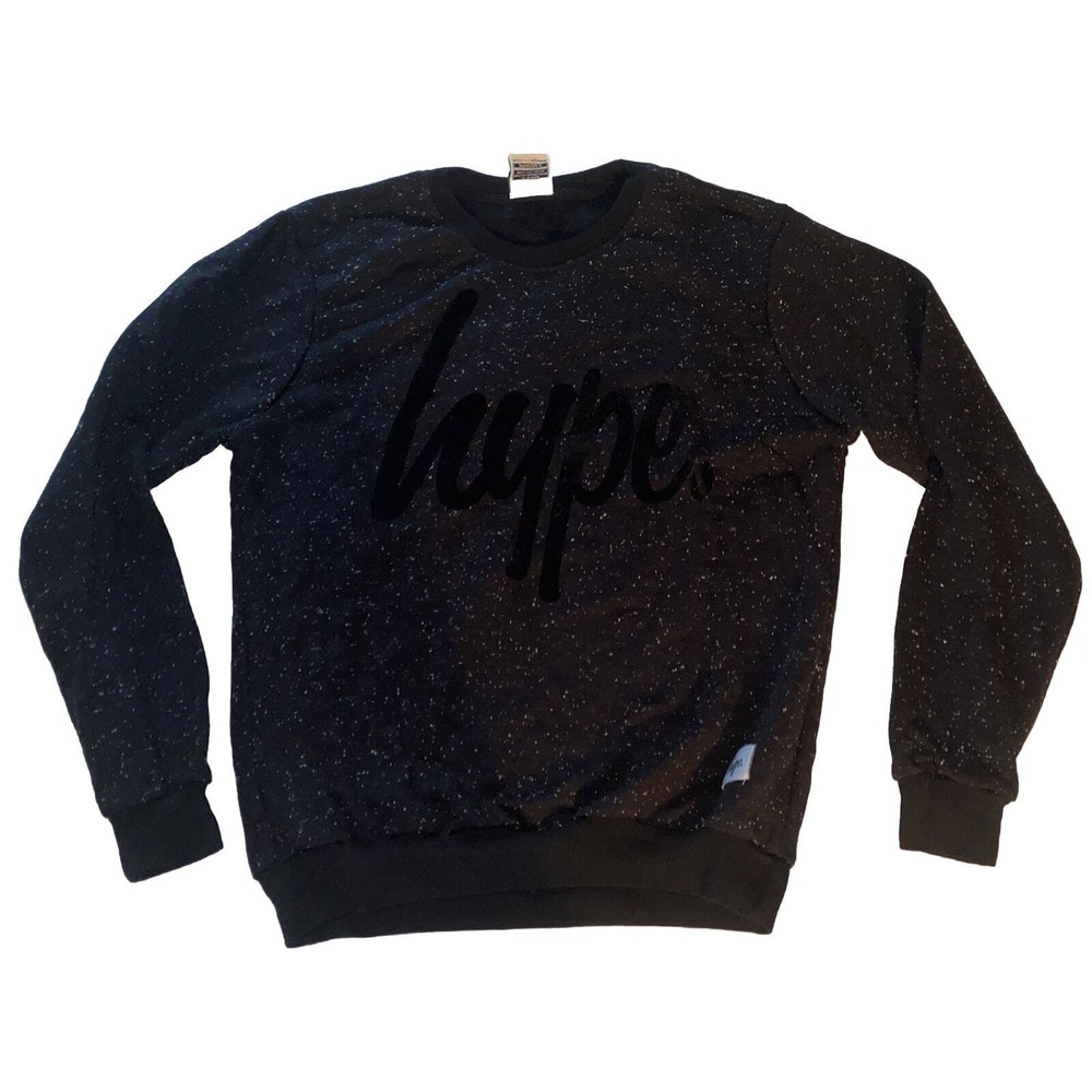 Hype Sweatshirt Medium Black Speckled Mens Regular‎ Fit Round Neck Plain